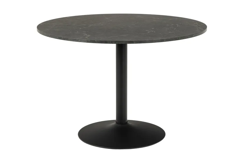 Jora Runt Matbord 110 cm med Marmorutseende, Svart