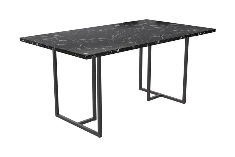 Kaiti Rektangulärt Matbord 163 cm i Metall och Trä med Marmorutseende - Svart - Möbler - Bord & matgrupp - Matbord & köksbord
