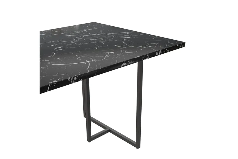 Kaiti Rektangulärt Matbord 163 cm i Metall och Trä med Marmorutseende - Svart - Möbler - Bord & matgrupp - Matbord & köksbord