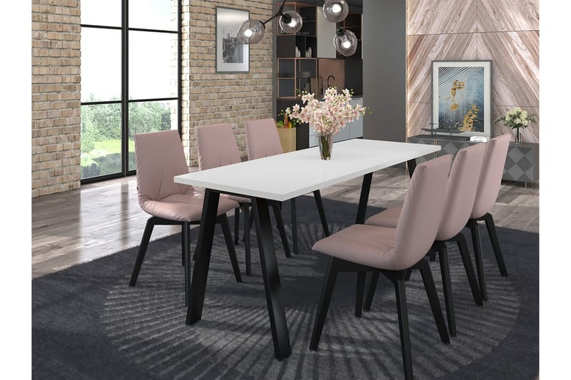 Kleos Matbord 185 cm, Vit/Svart