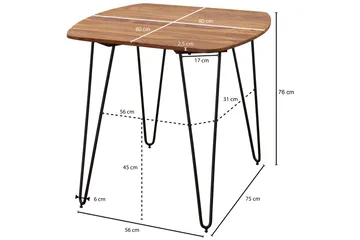 Kristl Kvadratiskt Matbord 80 cm i Trä med Metallben - Brun - Möbler - Bord & matgrupp - Matbord & köksbord