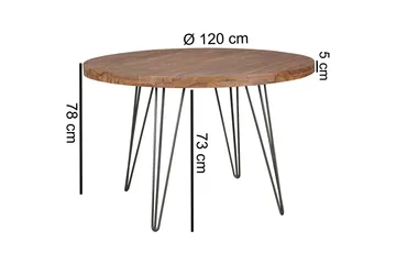 Langner Runt Matbord 120 cm i Trä med Metallben - Brun - Möbler - Bord & matgrupp - Matbord & köksbord