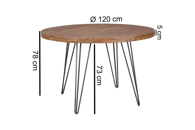 Langner Runt Matbord 120 cm i Trä med Metallben - Brun - Möbler - Bord & matgrupp - Matbord & köksbord