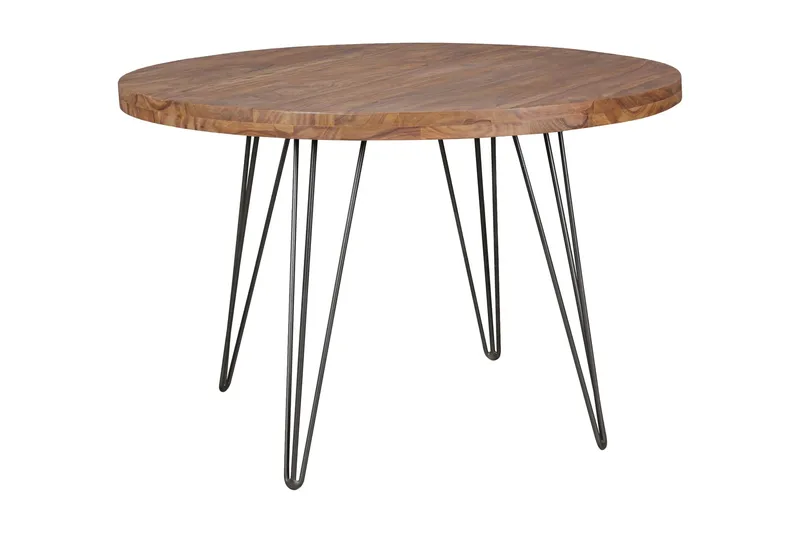 Langner Runt Matbord 120 cm i Trä med Metallben, Brun