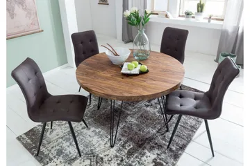 Langner Runt Matbord 120 cm i Trä med Metallben - Brun - Möbler - Bord & matgrupp - Matbord & köksbord