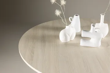Lanzo Runt Matbord 120 cm med Trä- och Ekutseende - Vitlaserad - Möbler - Bord & matgrupp - Matbord & köksbord