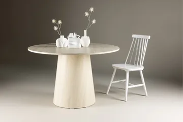 Lanzo Runt Matbord 120 cm - Vitvitlaserad / Ljus Trä - Möbler - Bord & matgrupp - Matbord & köksbord