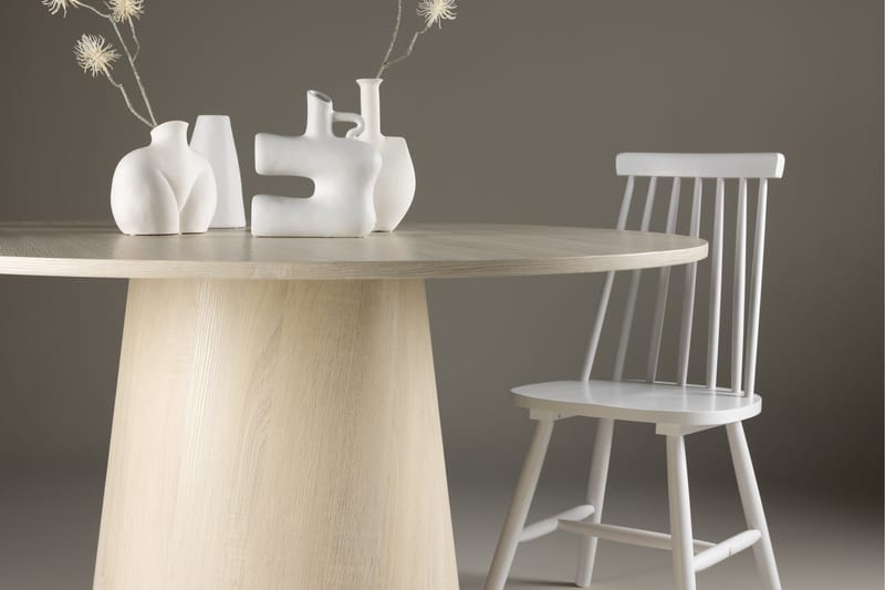 Lanzo Runt Matbord 120 cm - Vitvitlaserad / Ljus Trä - Möbler - Bord & matgrupp - Matbord & köksbord