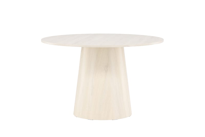 Lanzo Runt Matbord 120 cm, Vitvitlaserad / Ljus Trä