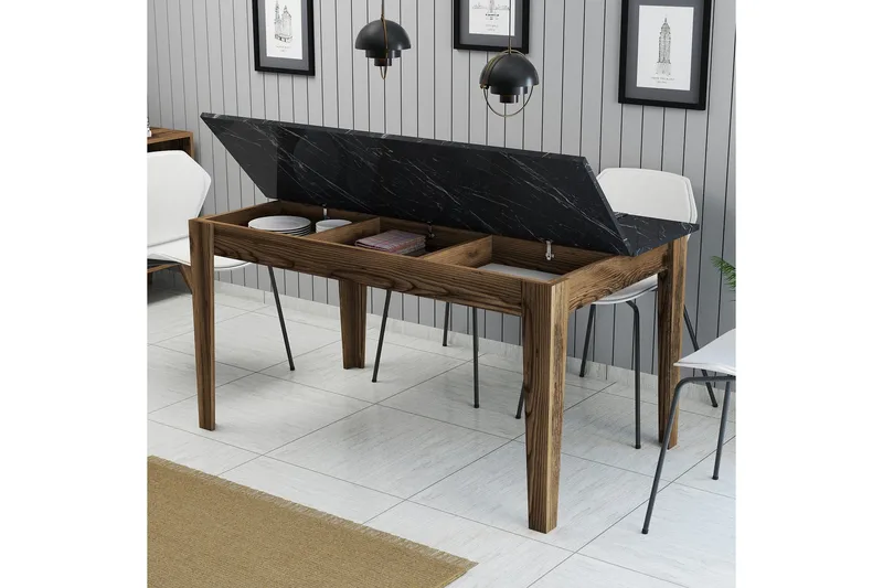 Lissione Matbord 145x88 cm Brun/Svart - Hanah Home - Möbler - Bord & matgrupp - Matbord & köksbord