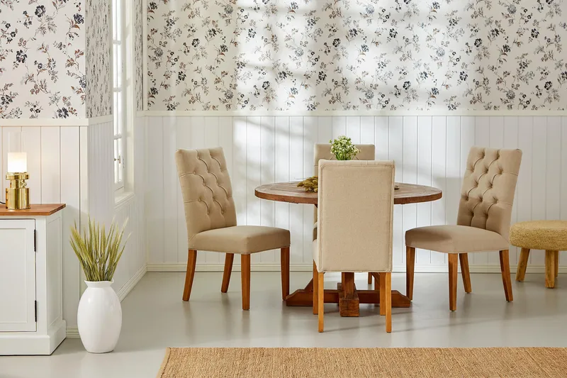 Lyon Runt Litet Matbord Vintage 120 cm - Natur / Trä / Alm - Möbler - Bord & matgrupp - Matbord & köksbord