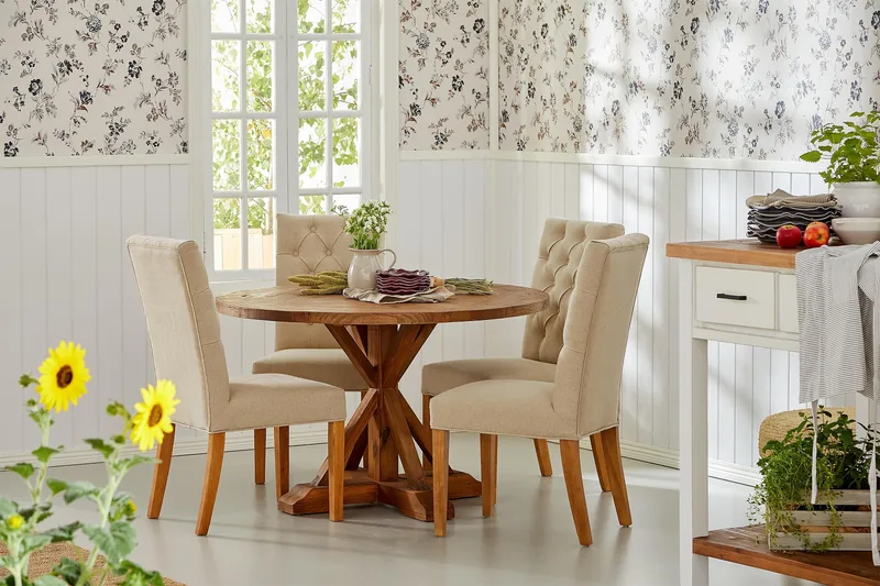 Lyon Runt Litet Matbord Vintage 120 cm - Natur / Trä / Alm - Möbler - Bord & matgrupp - Matbord & köksbord