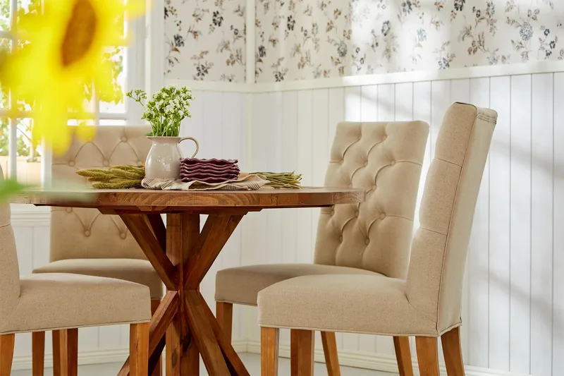 Lyon Runt Litet Matbord Vintage 120 cm - Natur / Trä / Alm - Möbler - Bord & matgrupp - Matbord & köksbord