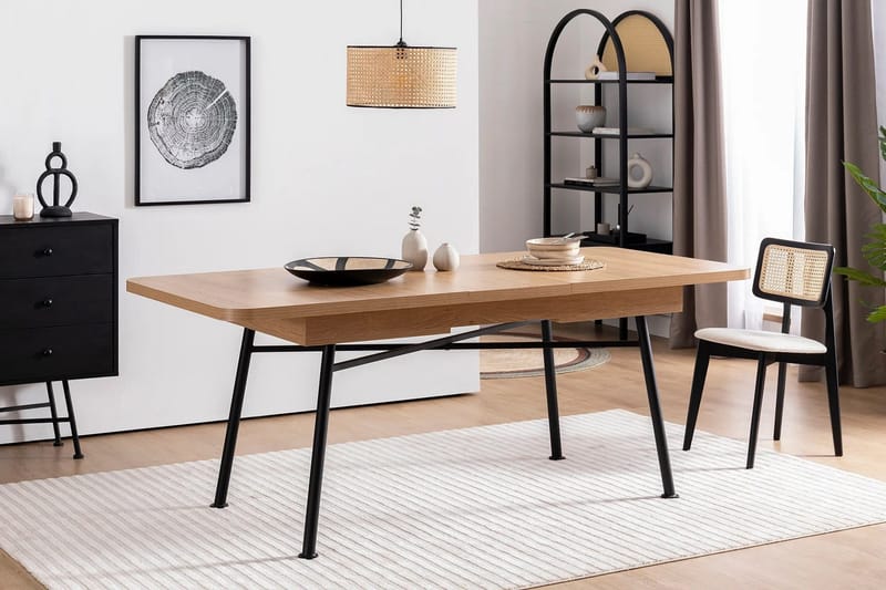 Makwana Utdragbart Rektangulärt Matbord 160 cm i Trä med Metallben - Natural - Möbler - Bord & matgrupp - Matbord & köksbord