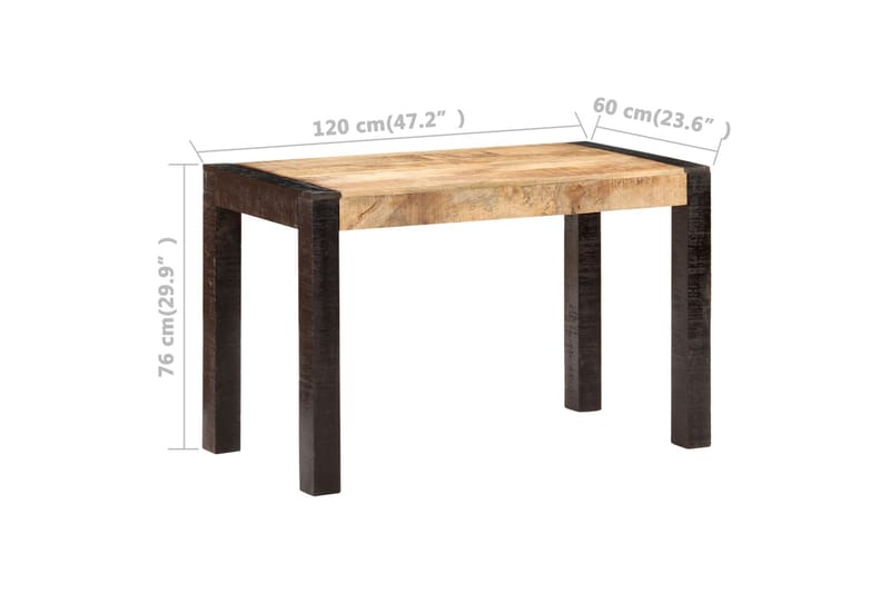 Matbord 120x60x76 cm massivt grovt mangoträ - Brun - Matbord & köksbord