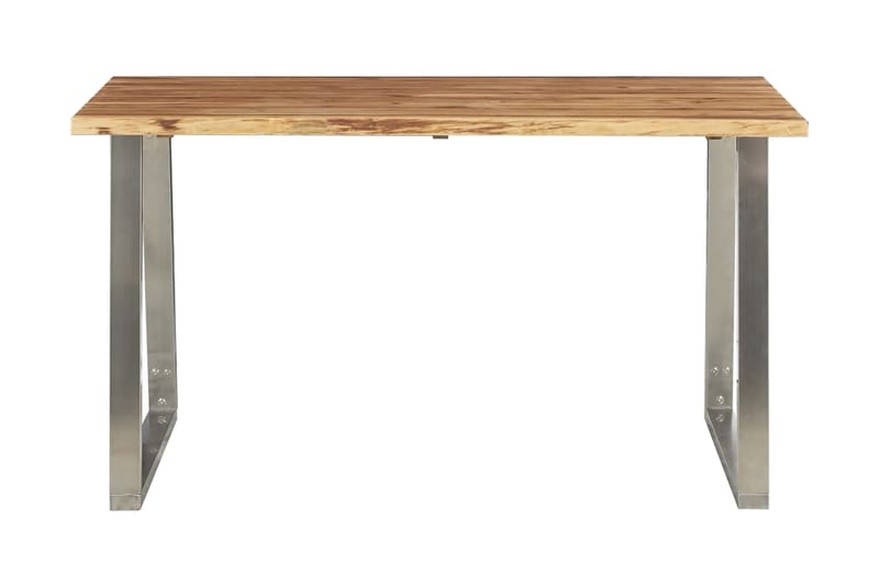 Matbord 140x80x75 cm massivt akaciaträ och rostfritt stål - Brun - Matbord & köksbord