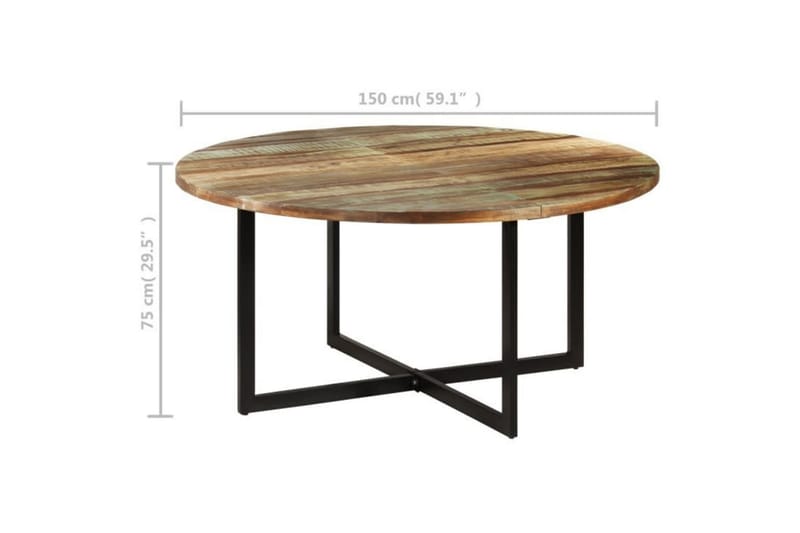 Matbord 150x75 cm massivt återvunnet trä - Brun - Matbord & köksbord