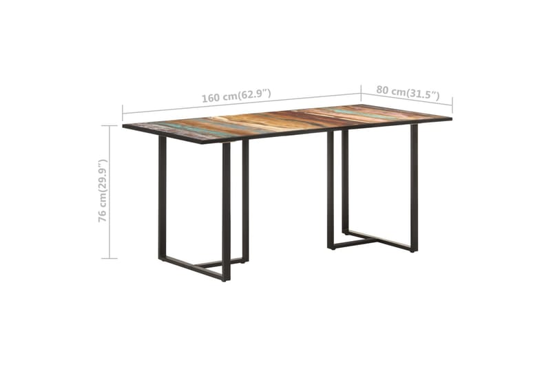 Matbord 160 cm massivt återvunnet trä - Brun - Matbord & köksbord