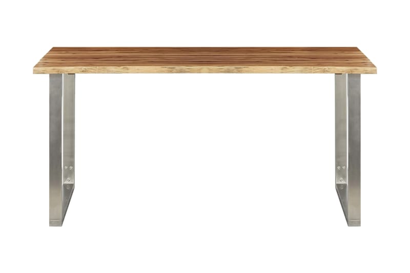 Matbord 160x80x75 cm massivt akaciaträ och rostfritt stål - Brun - Matbord & köksbord
