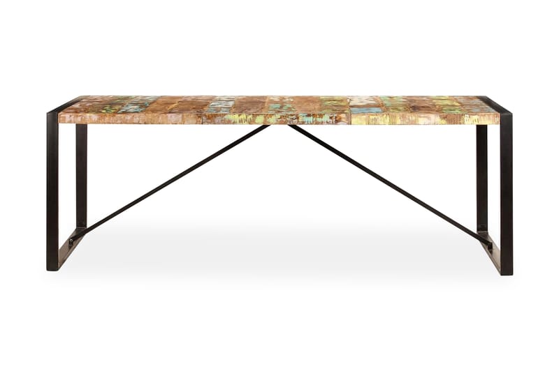 Matbord 220x100x75 cm massivt återvunnet trä - Flerfärgad - Matbord & k�öksbord