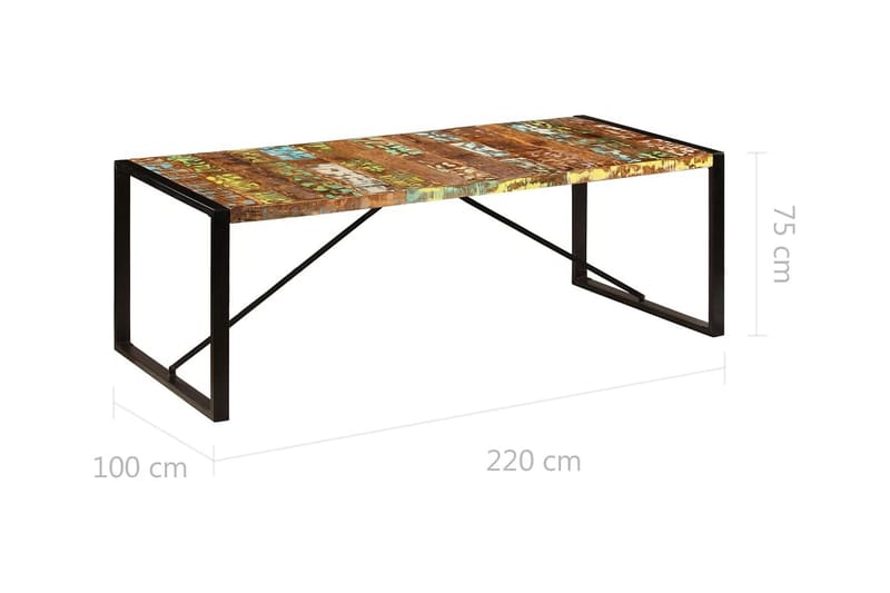 Matbord 220x100x75 cm massivt återvunnet trä - Flerfärgad - Matbord & köksbord