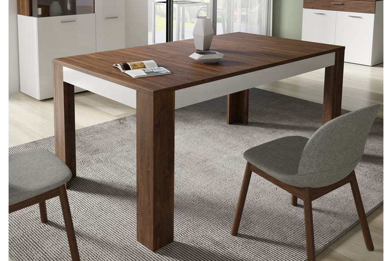 Matbord Abderas Förlängningsbart 160 cm - Brun/Vit - Matbord & köksbord