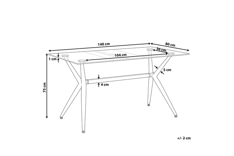 Matbord Aramina 140 cm - Glas/Svart - Matbord & köksbord