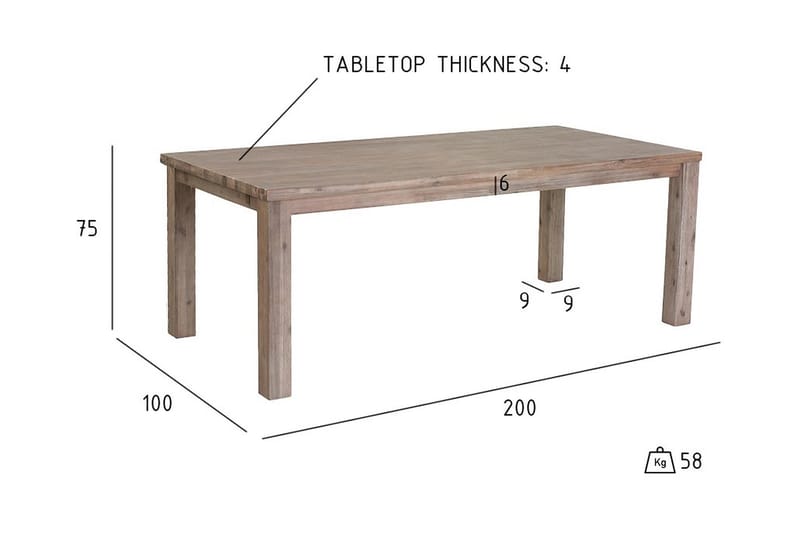 Matbord Arktis Förlängningsbart 200 cm - Brun - Matbord & köksbord