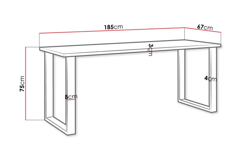 Matbord Ciapin 185 cm - svart/ek - Matbord & köksbord