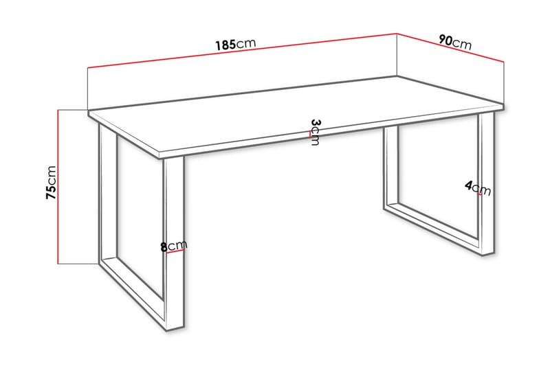 Matbord Ciapin 185 cm - Vit/Svart - Matbord & köksbord
