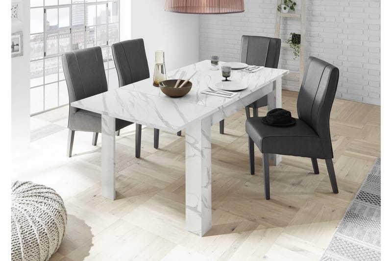 Matbord Förlängningsbart Ghiaccio 137 cm - Vit Marmor - Matbord & köksbord