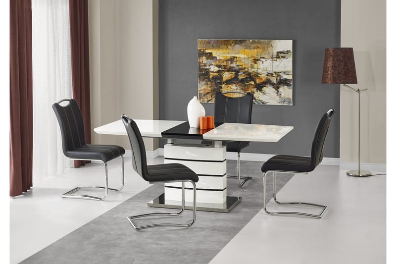 Matbord Fabela Förlängningsbart 140 cm - Vit|Svart - Matbord & köksbord