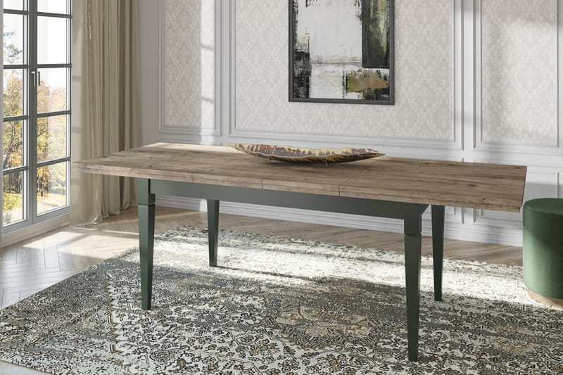 Matbord Getafez Förlängningsbart 160 cm - Khaki/Natur - Matbord & köksbord
