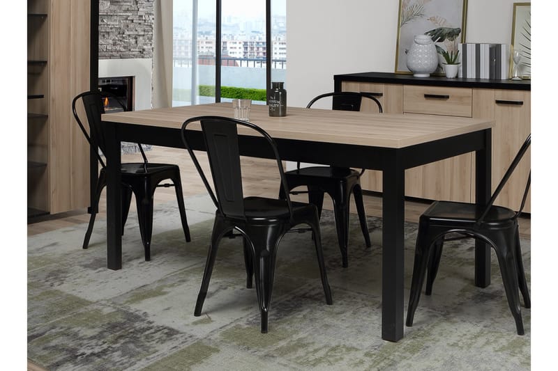 Matbord Havdar Förlängningsbart 160 cm - Brun/Svart - Matbord & köksbord