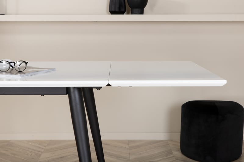 Matbord Jyma Förlängningsbart 150 cm - Vit/Svart - Matbord & köksbord
