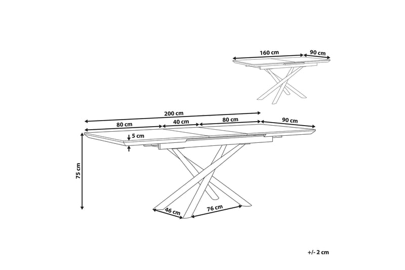 Matbord Layrac 200 cm Hopfällbart - Vit - Klaffbord & hopfällbart bord - Matbord & köksbord