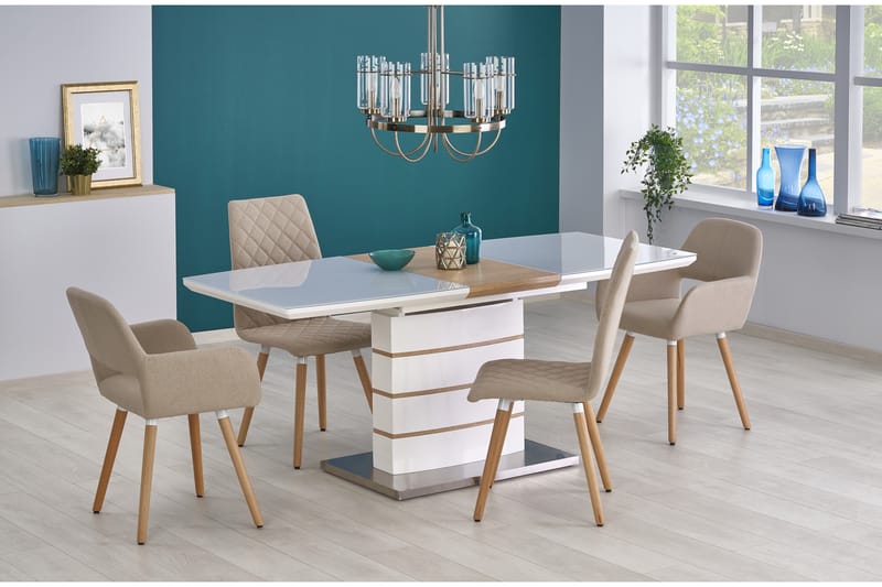 Matbord Linya Förlängningsbart 140 cm - Vit|Ek - Möbler - Bord & matgrupp - Matbord & köksbord