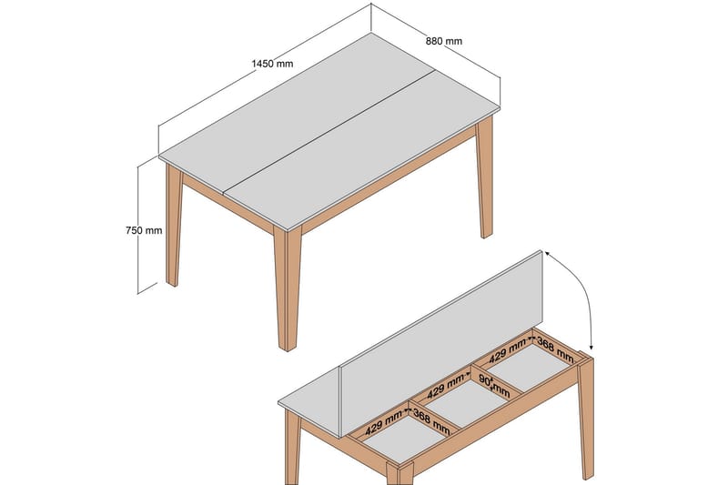 Matbord Lissione 145x88 cm Brun/Vit - Hanah Home - Matbord & köksbord