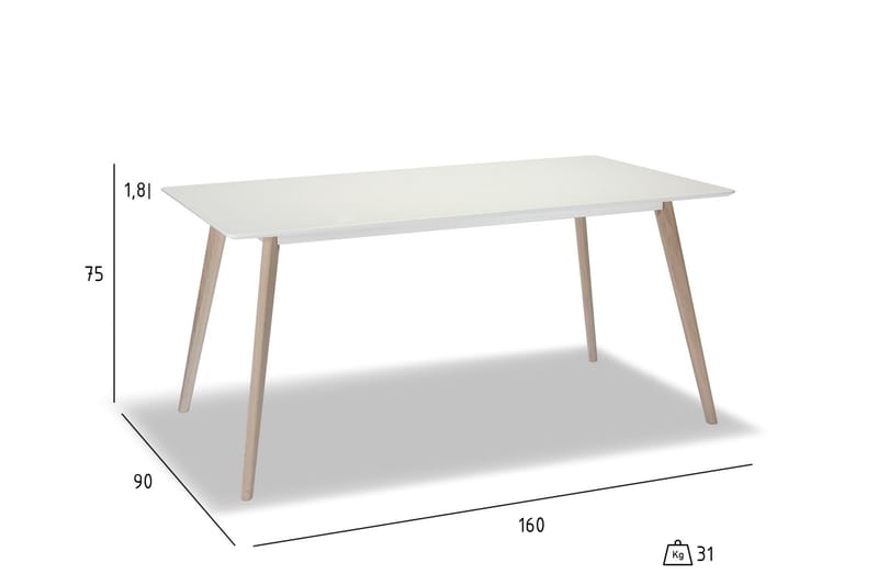 Matbord Minerva 160 cm - Vit - Matbord & köksbord