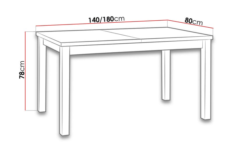 Matbord Modena 140x80x78 cm - Vit - Matbord & köksbord