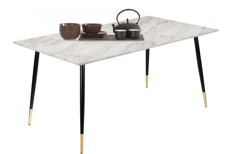 Matbord Reddeer 160 cm - Grå/Vit/Svart/Guld - Marmorbord - Matbord & köksbord