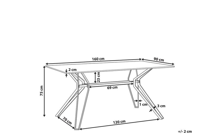 Matbord Rehins 160 cm - Vit/Svart - Matbord & köksbord
