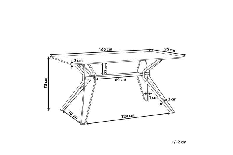 Matbord Rehins 160 cm - Vit/Svart - Matbord & köksbord