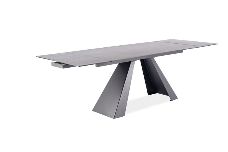 Matbord Rians Förlängningsbart 160 cm Betonglook - Glas/Betonggrå/Mattsvart - Möbler - Bord & matgrupp - Matbord & köksbord