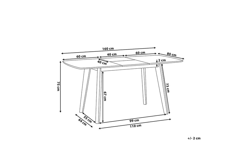 Matbord Sanford 160 cm - Vit - Matbord & köksbord