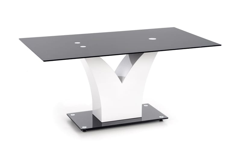 Matbord Steltzer 160 cm Glas - Svart|Vit - Matbord & köksbord