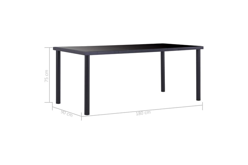 Matbord svart 180x90x75 cm härdat glas - Svart - Matbord & köksbord