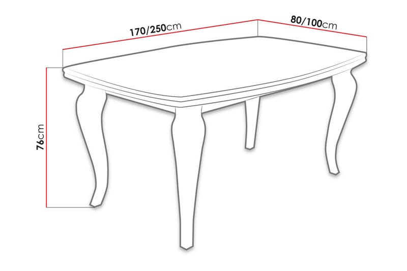 Matbord Tabell 170x100x76 cm - Vit - Möbler - Bord & matgrupp - Matbord & köksbord