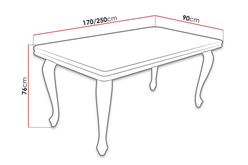 Matbord Tabell 170x90x76 cm - Vit - Möbler - Bord & matgrupp - Matbord & köksbord