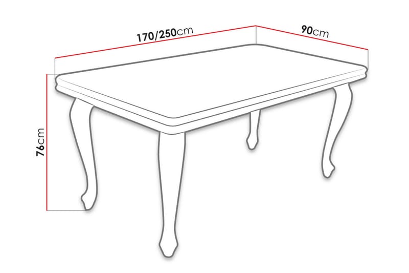 Matbord Tabell 170x90x76 cm - Vit - Matbord & köksbord